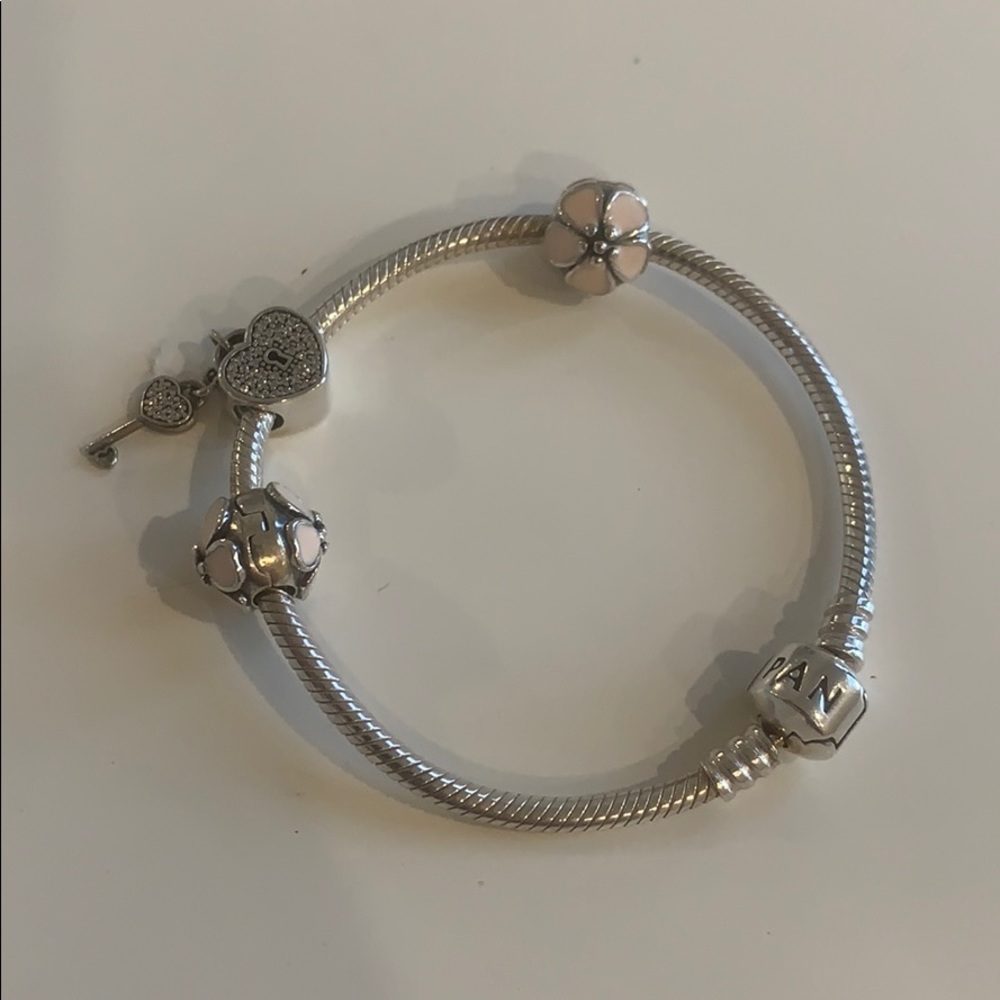 Pandora Sterling Silver Bracelet w Charms